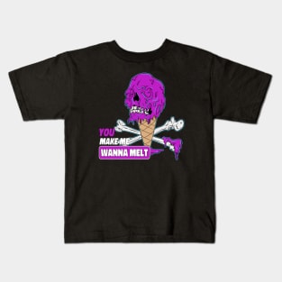 Make Me Melt Dripping Ice Cream Skull Kids T-Shirt